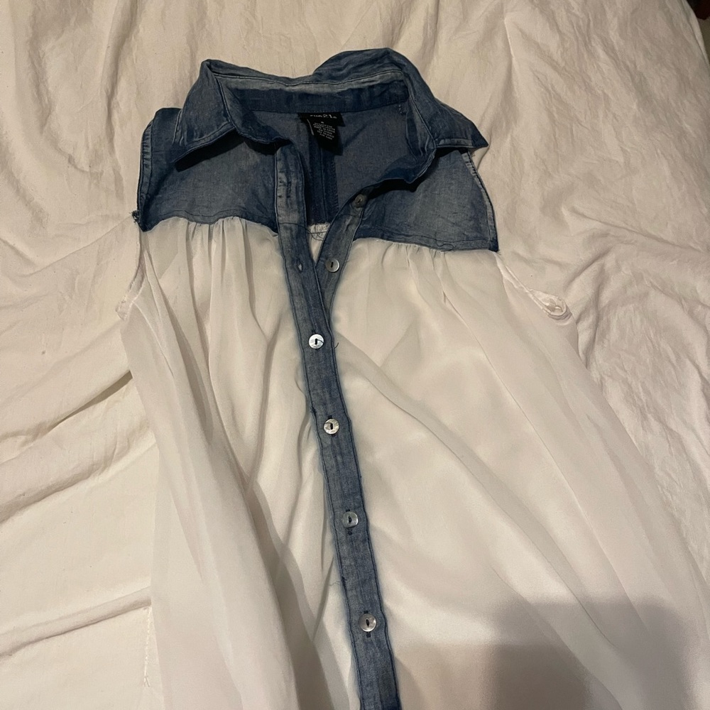 White jean blouse